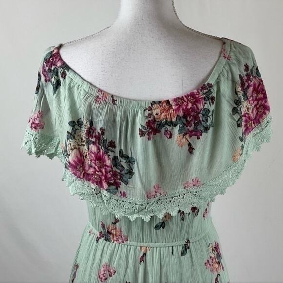 Altar’d State Pale Green Floral Lace Prairie Boho Cottage Maxi Dress NWOT Size S - Picture 6 of 12